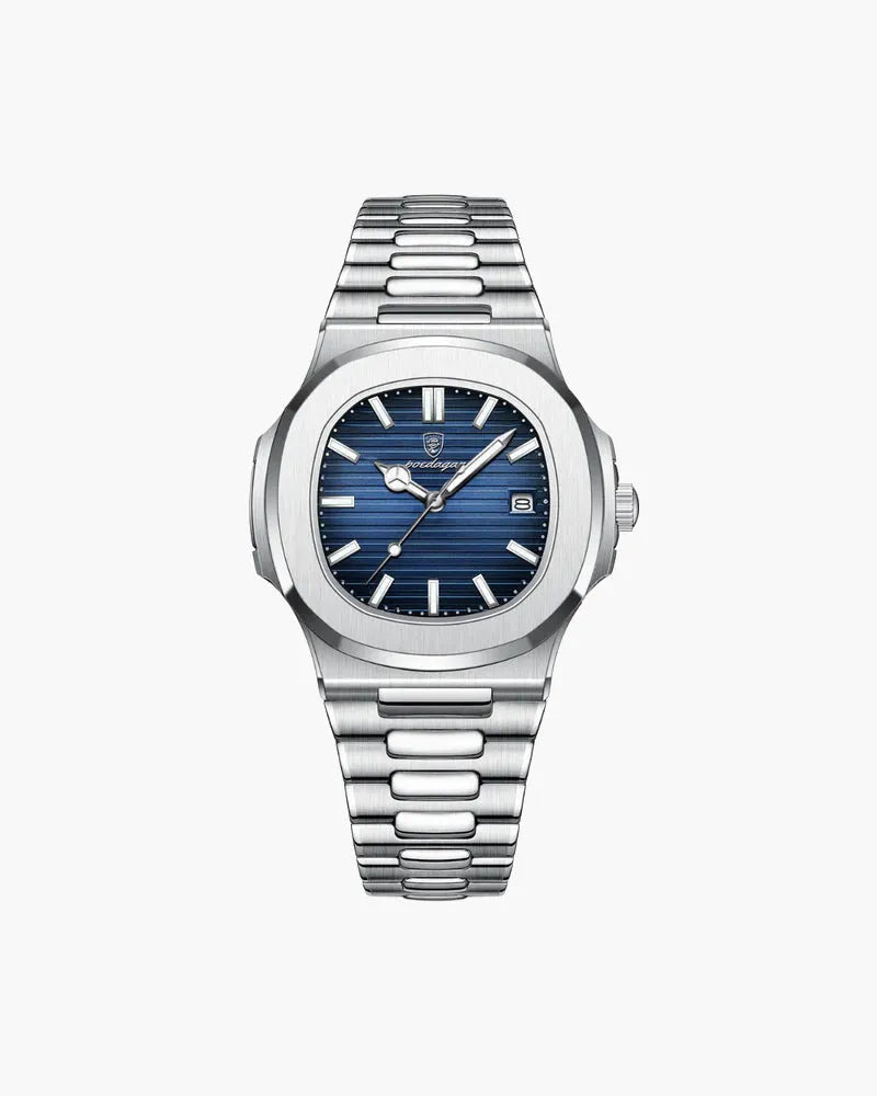 Poedagar Straven – Montre Quartz en Acier Inoxydable avec Date et Aiguilles Lumineuses