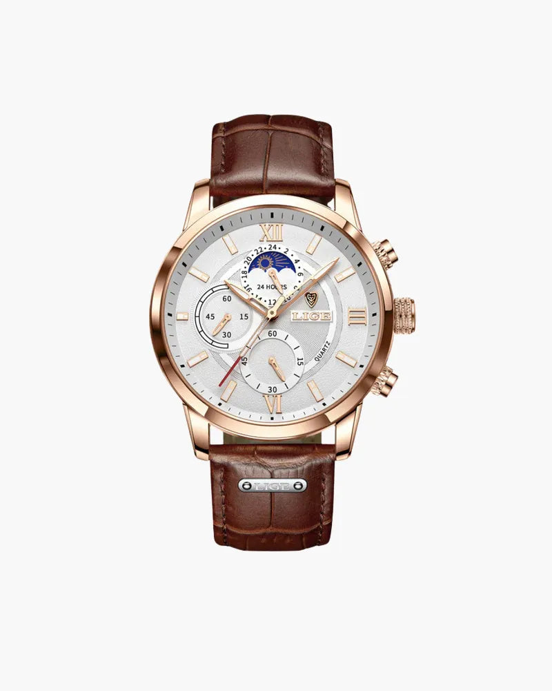 Velmior Chronographe Quartz – Montre étanche multifonction avec bracelet en cuir